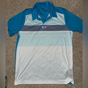 Oakley golf polo blue white striped shirt men’s size medium m